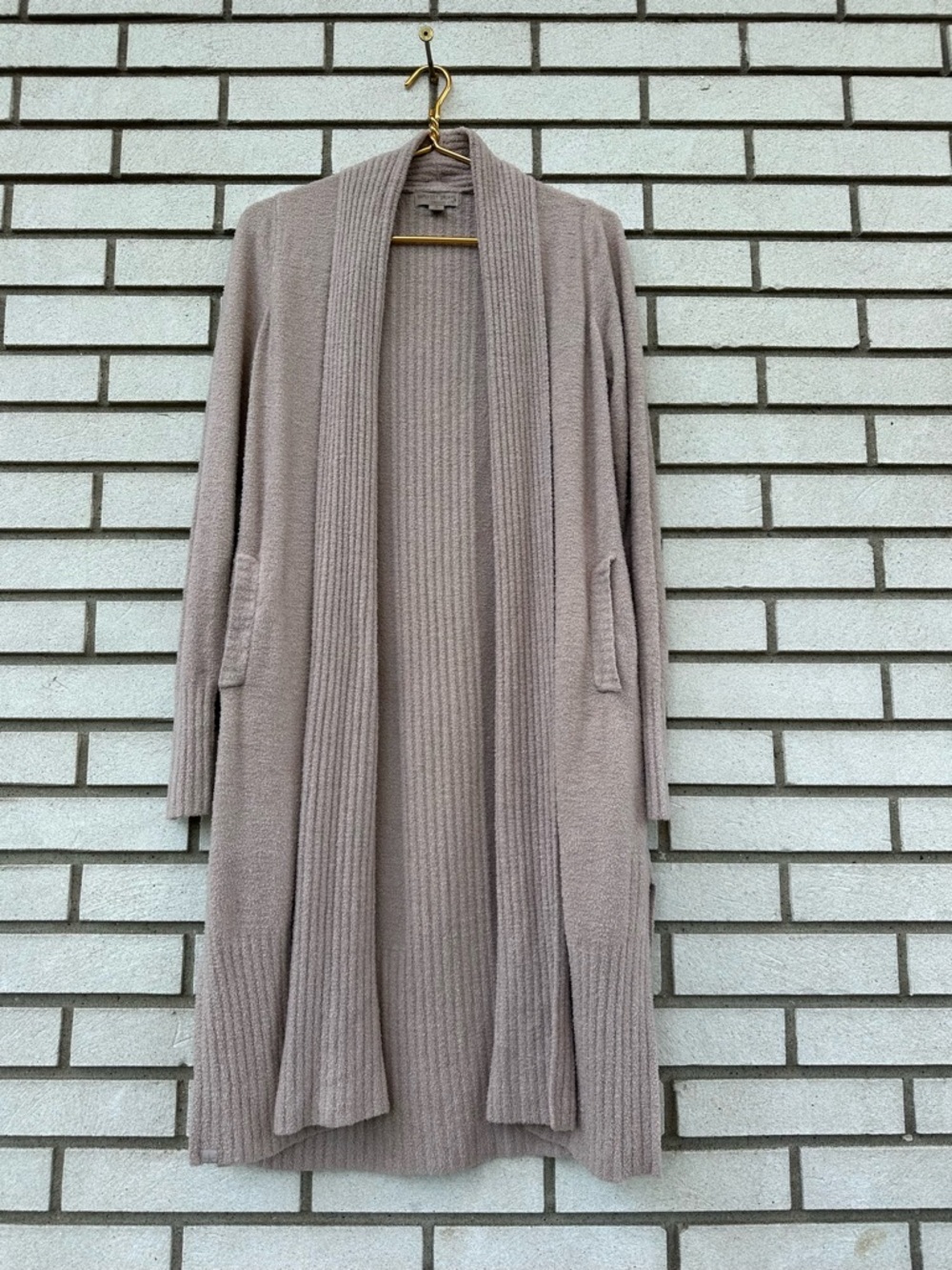 Barefoot Dreams CozyChic Lite Taupe Duster‎ Cardigan Long Open Front S